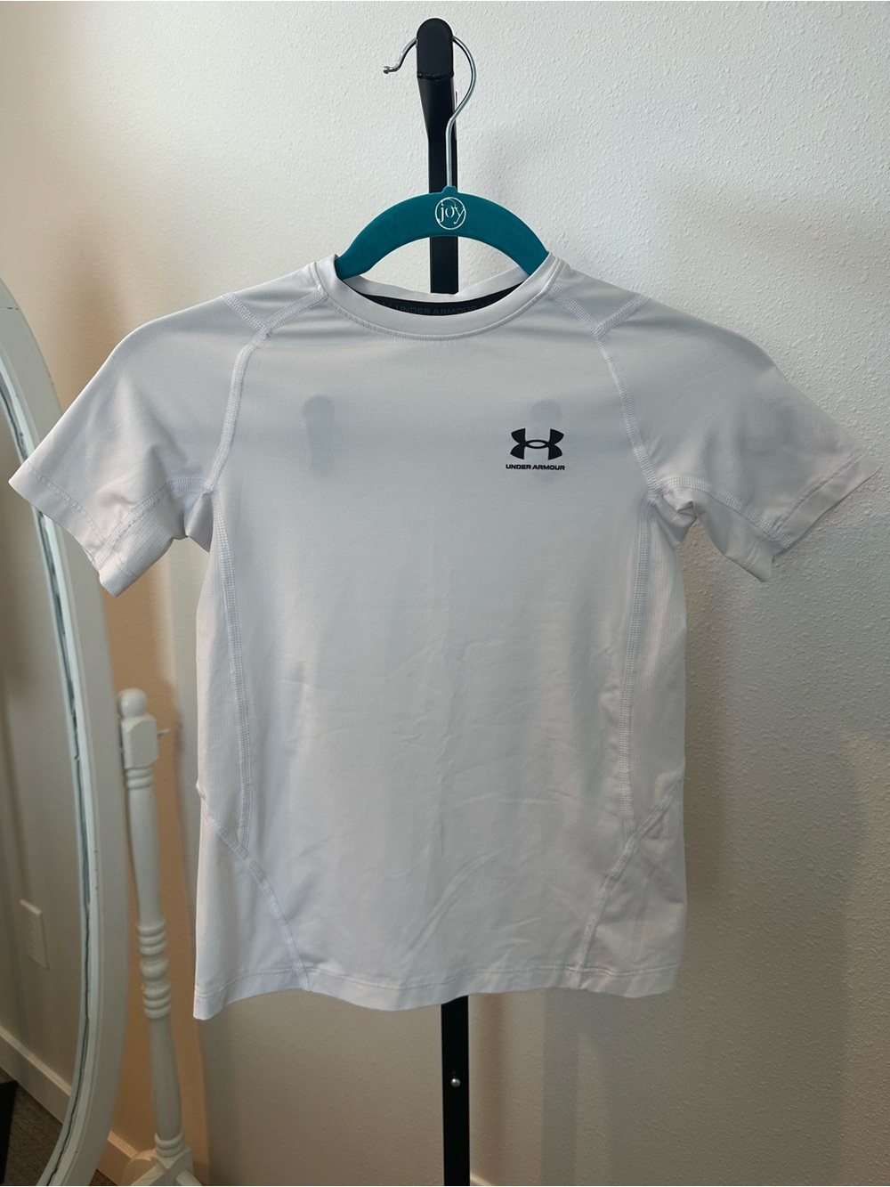 Under Armour White Short Sleeve Performance Tee with Black Logo